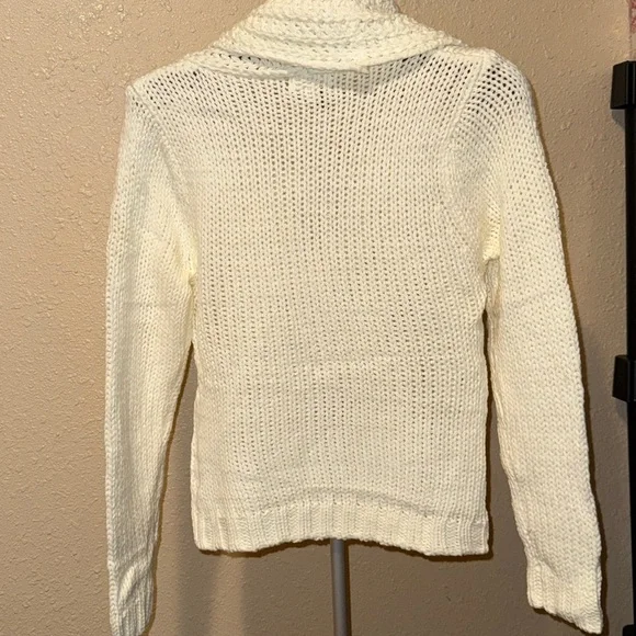 Miracle Cream Cowl Neck Cable knit Sweater - Picture 6 of 9